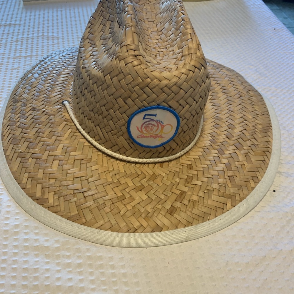 OP Tan Straw Hat with Blue Accent